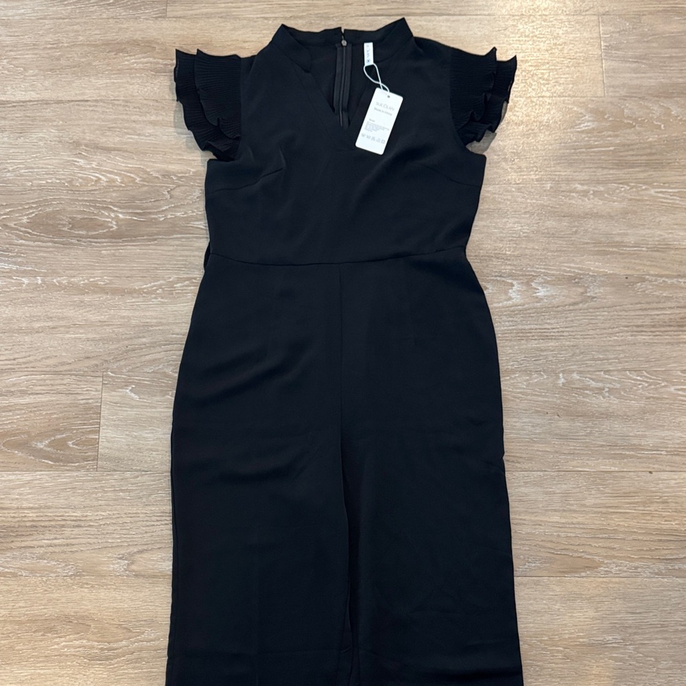 Elegant Black Ruffle Sleeve Jumpsuit